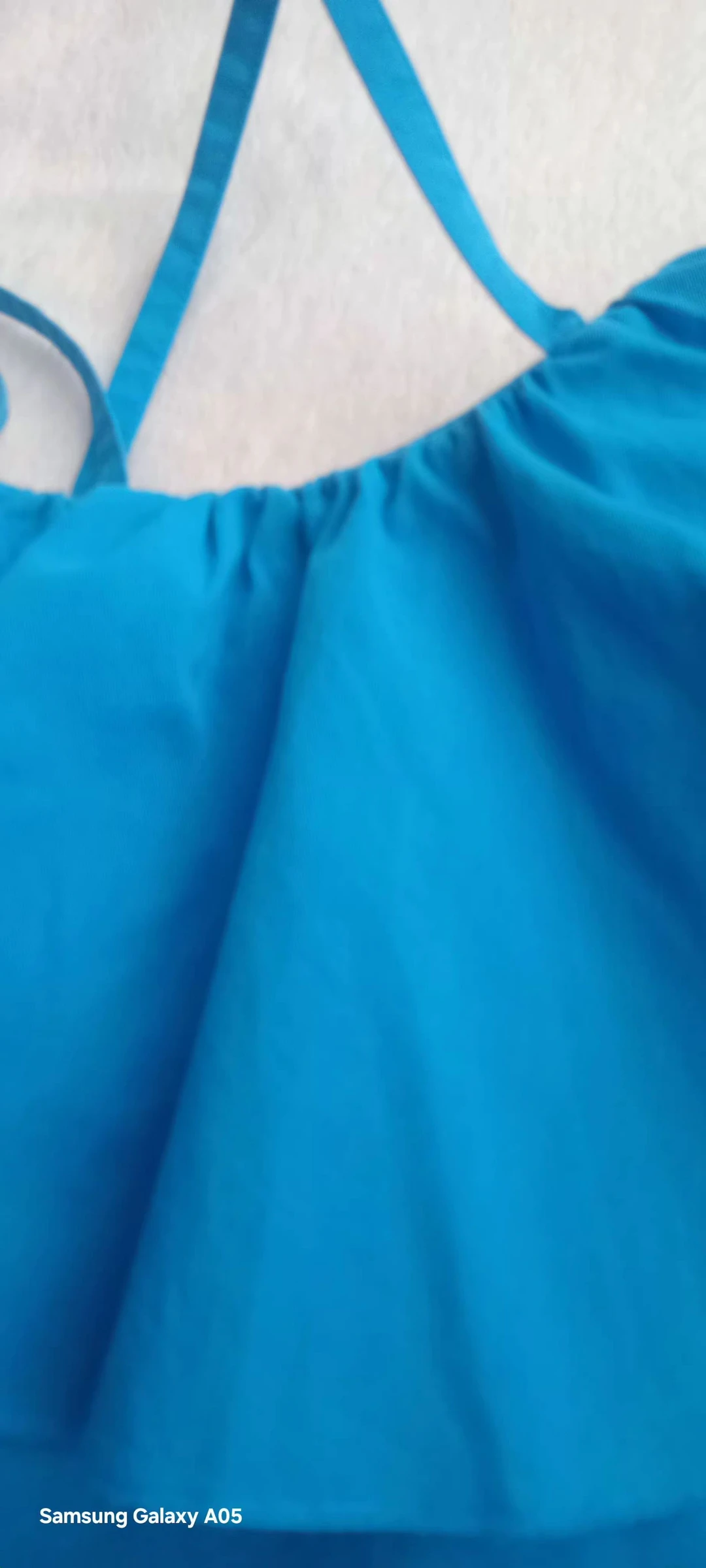 Top cropped azul raro - 100% algodão, com babados – photo 4